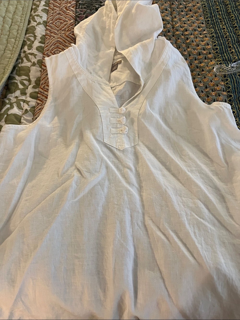 J. Jill White Sleeveless Linen Hooded Tunic, NWOT